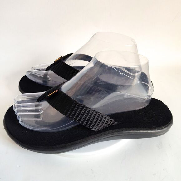 Teva Sandals Size 9 Voya Slip On Flip Flops Black Comfort Women Lightweight - Picture 4 of 11